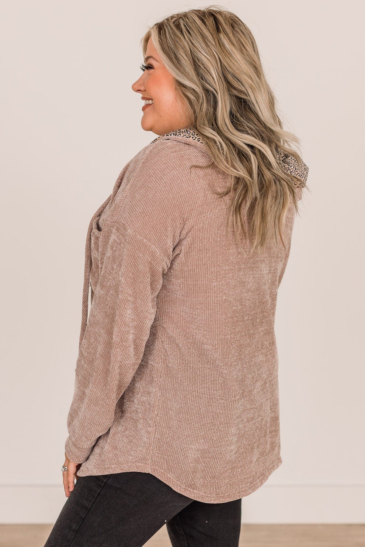 To Be Honest Button Down Knit Hoodie- Light Mocha