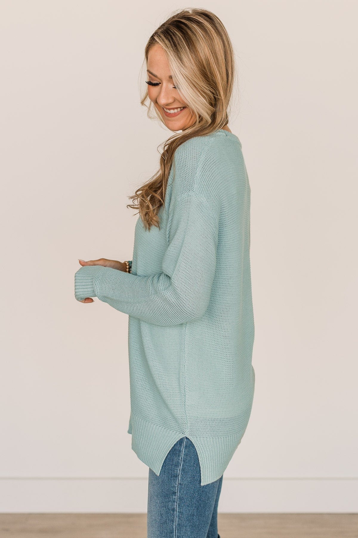 Be Fashionable Knit Sweater- Light Blue
