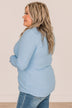 Give Your Best Long Sleeve Henley Top- Light Blue