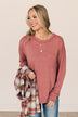 Sweet Like Pumpkin Pie Knit Top- Brick