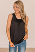 More Than They See Ribbed Knit Tank Top- Black