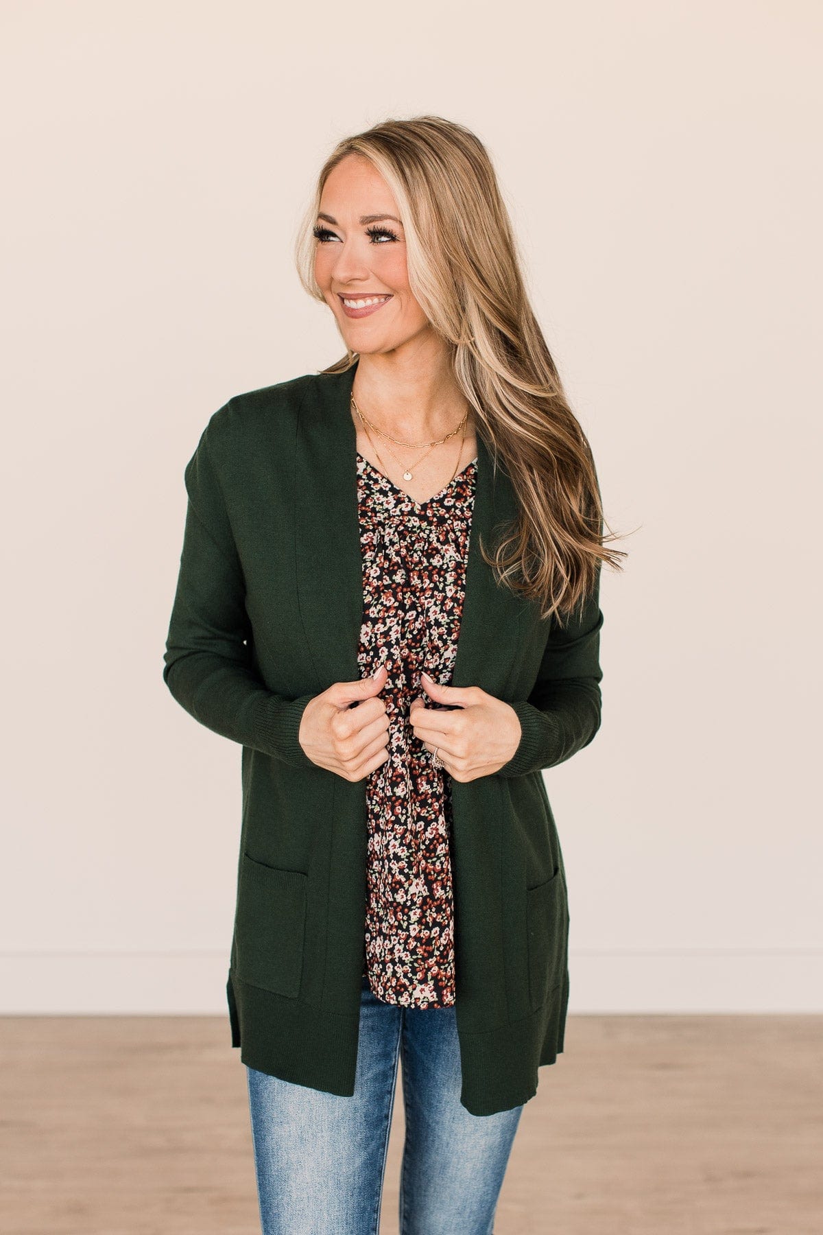 Time To Be Alive Drape Cardigan- Hunter Green