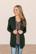 Time To Be Alive Drape Cardigan- Hunter Green