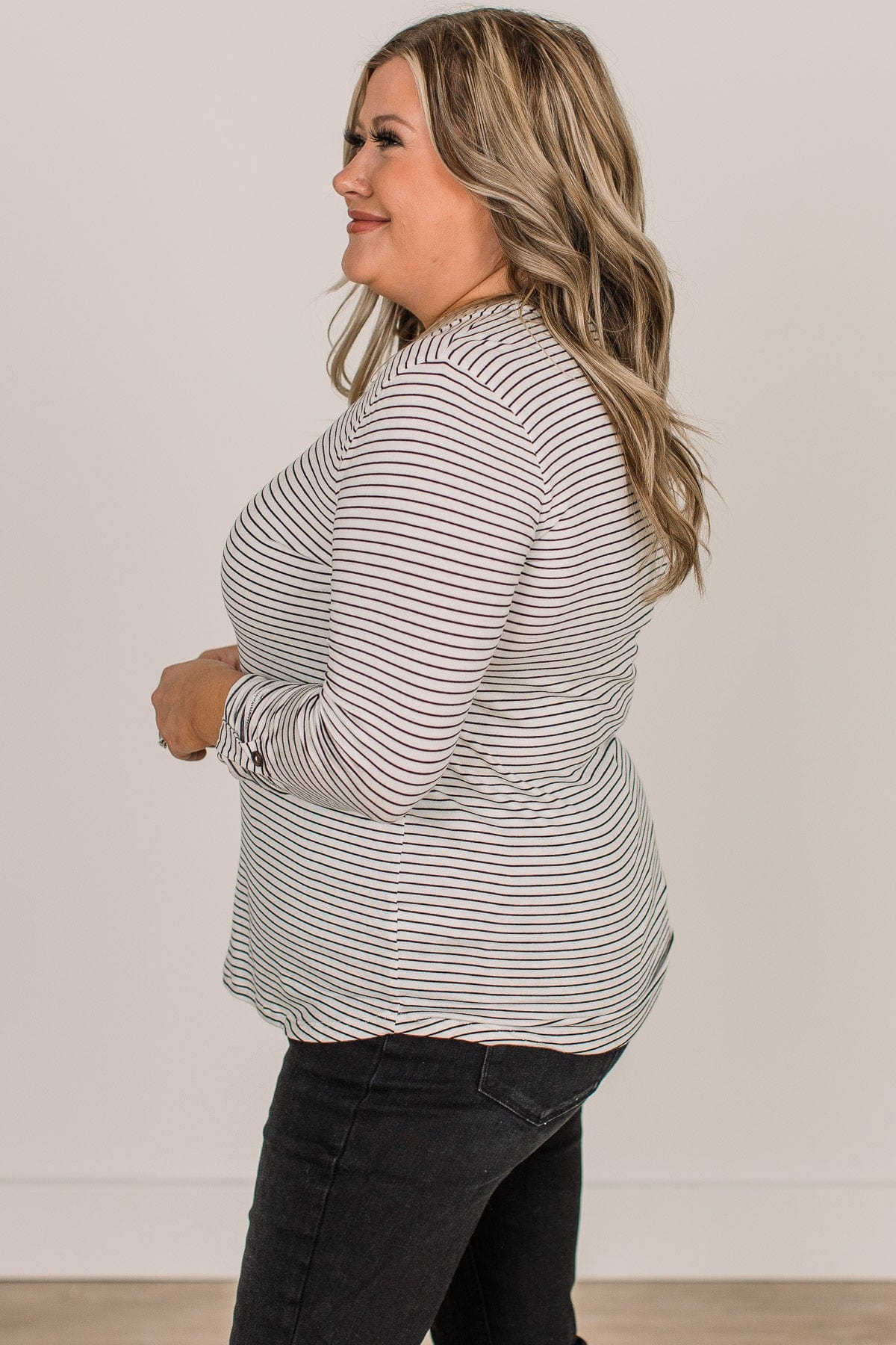 Don't Mention It Striped Top- Ivory & Black
