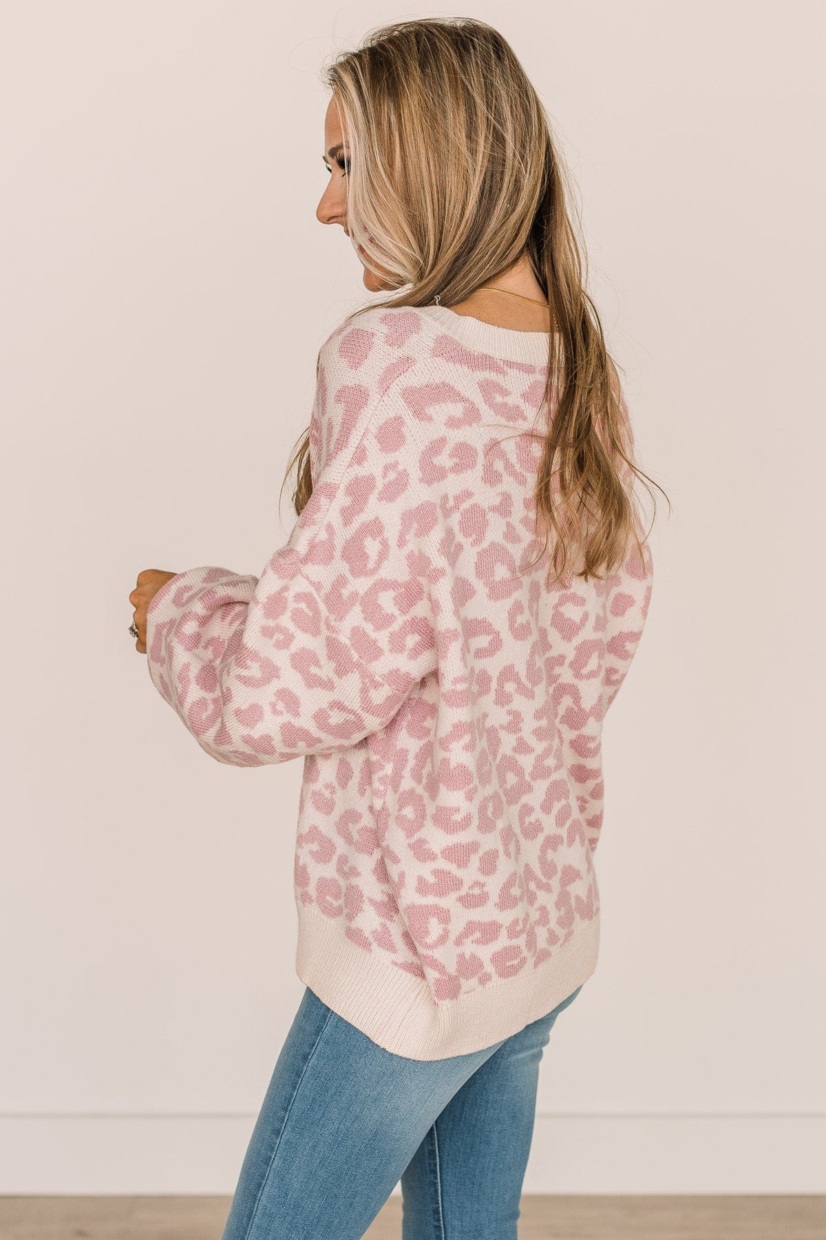 Pink leopard sales print sweatshirt
