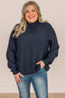 Full Of Dreams Long Sleeve Blouse- Navy