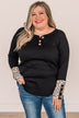 At My Happiest Button Knit Top- Black