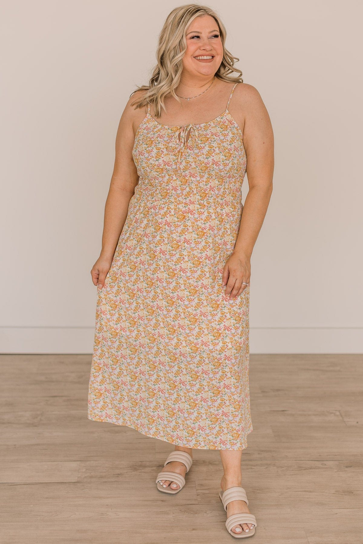 Time To Say Goodbye Floral Midi Dress- Ivory