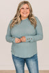Better Than Ever Long Sleeve Knit Top- Light Teal