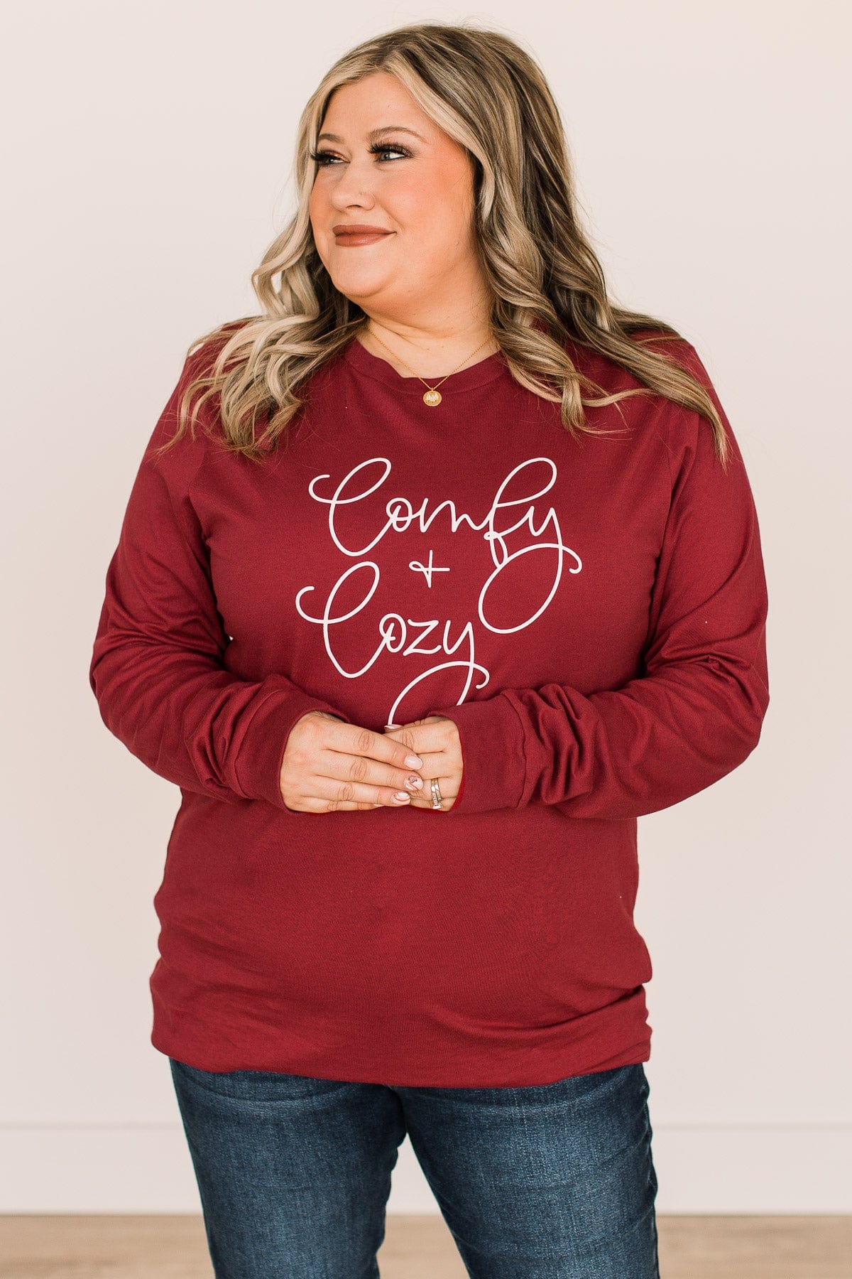 "Comfy & Cozy" Graphic Tee- Cardinal Red