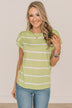 Dream Of The Day Striped Knit Top- Lime