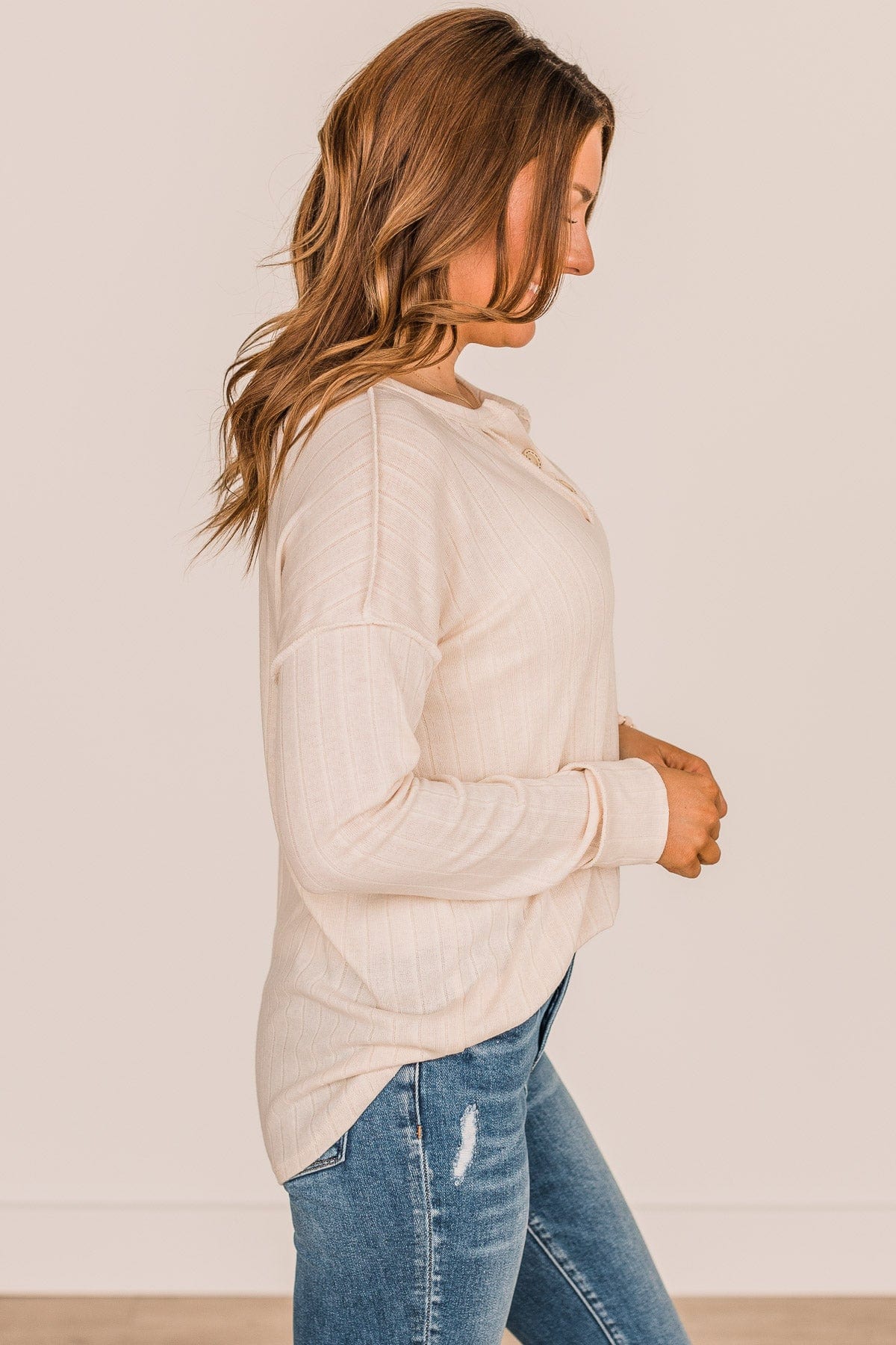 Doing My Best Button Knit Top- Cream