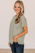 In The Right Direction Striped Top- Ivory & Olive