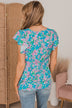 For A Moment Floral Babydoll Blouse- Blue & Pink