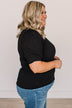 Get In Line Puff Sleeve Top- Black