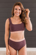 Sweeter Than Sunshine Ribbed Swim Top- Eggplant & Pink