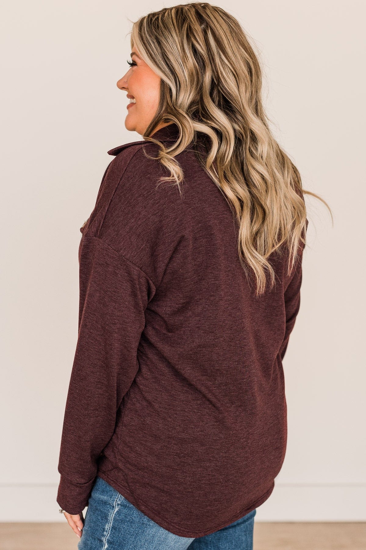 Hooked On Your Love Button Top- Plum