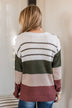 Love To See It Color Block Sweater- Ivory, Olive, & Brick