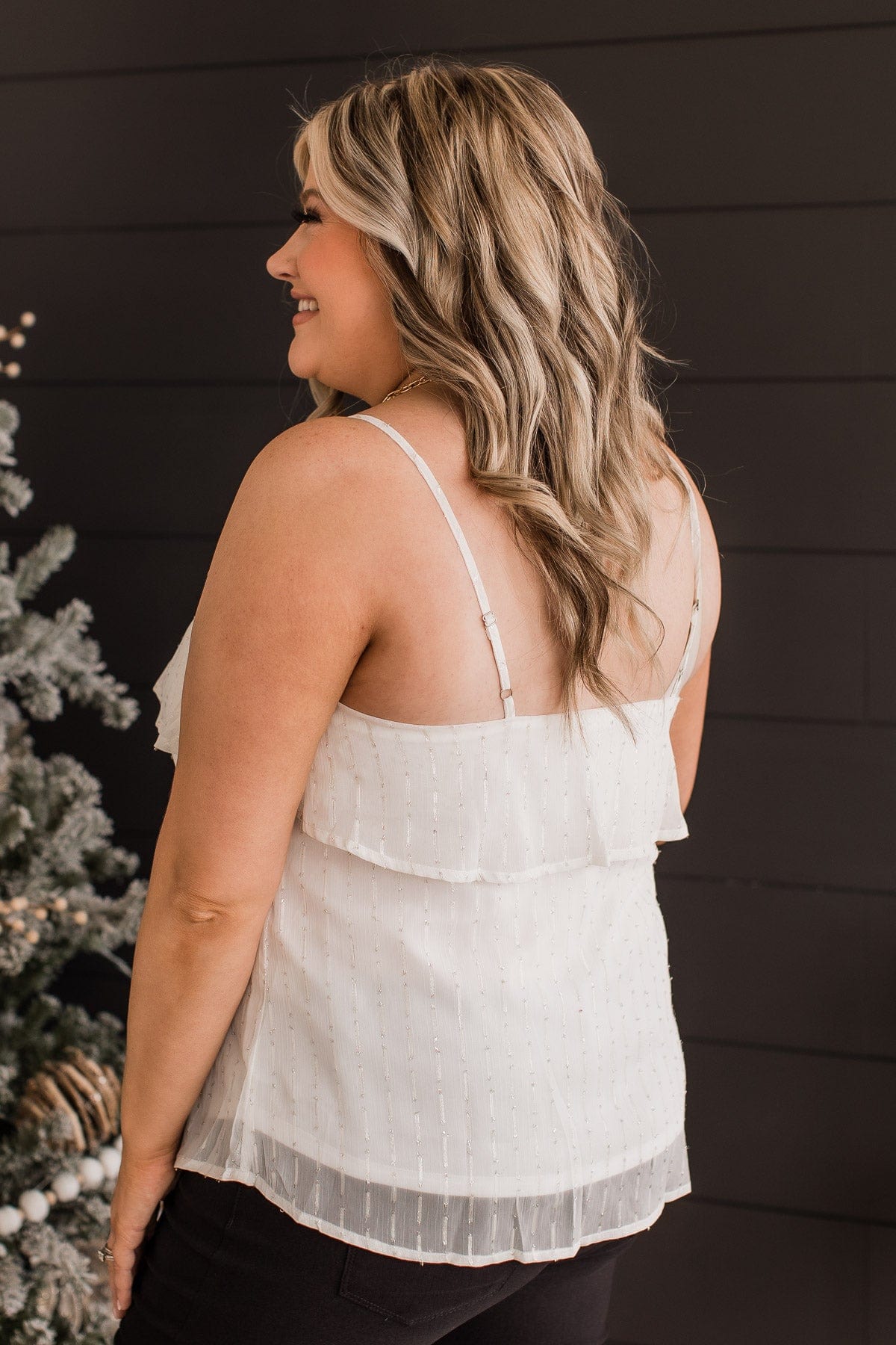 Star Of The Show Tiered Tank Top- Off-White
