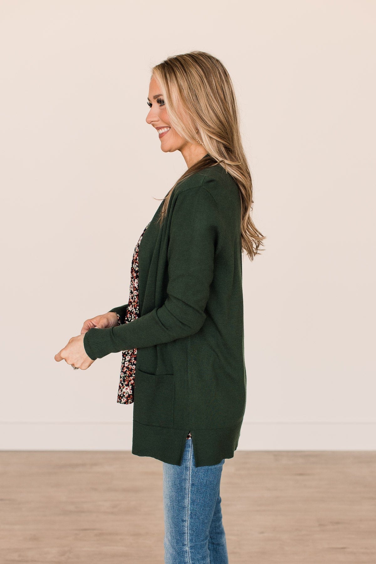 Time To Be Alive Drape Cardigan- Hunter Green