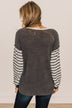 Winter Views Long Sleeve Knit Top- Charcoal