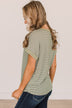 In The Right Direction Striped Top- Ivory & Olive