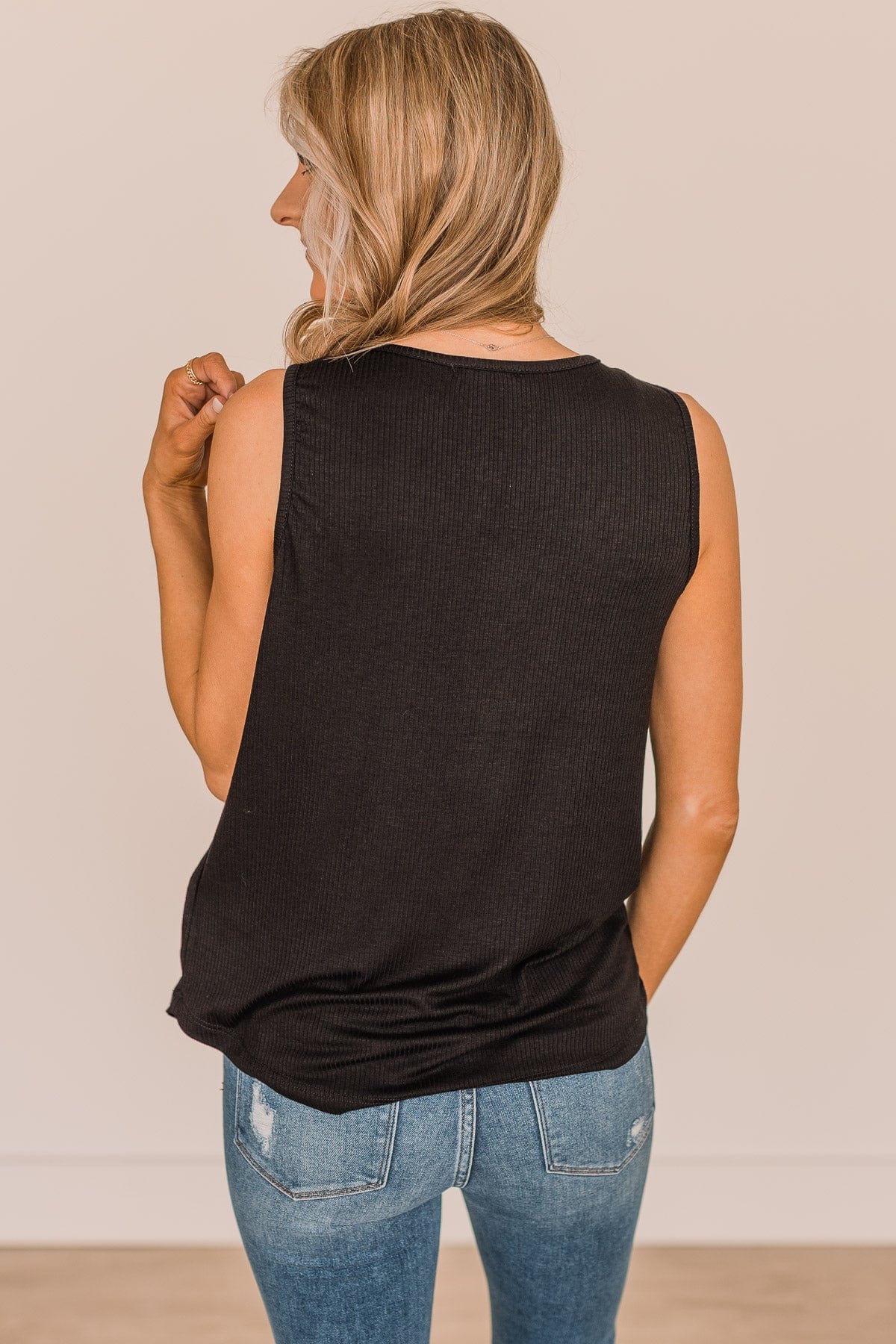 More Than They See Ribbed Knit Tank Top- Black