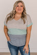 Up To Standards Color Block Top- Light Grey & Denim Blue