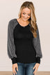 About Last Night Shimmer Sleeve Top- Black & Silver