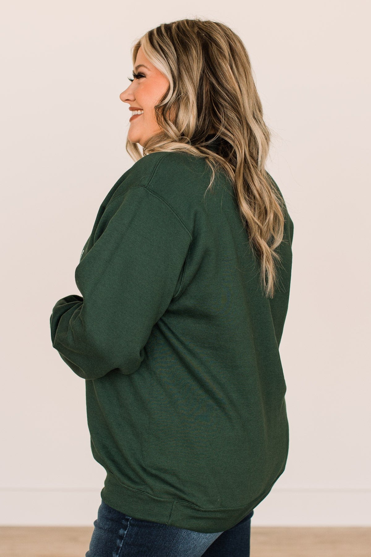 "The Naughty List" Crew Neck Pullover- Forest Green