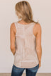 Call On You Printed Tank Top- Light Taupe