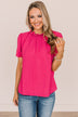 Forever After All Swiss Dot Blouse- Fuchsia