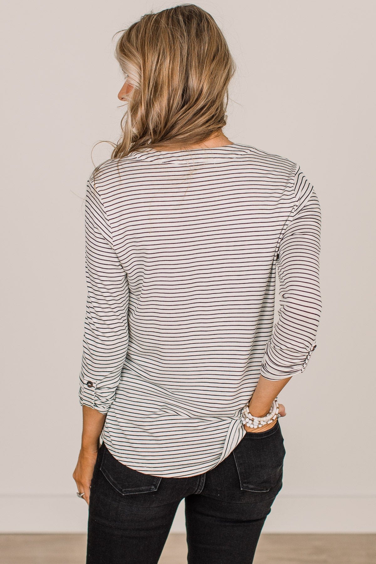 Don't Mention It Striped Top- Ivory & Black