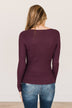 All The Possibilities Notch Knit Top- Eggplant