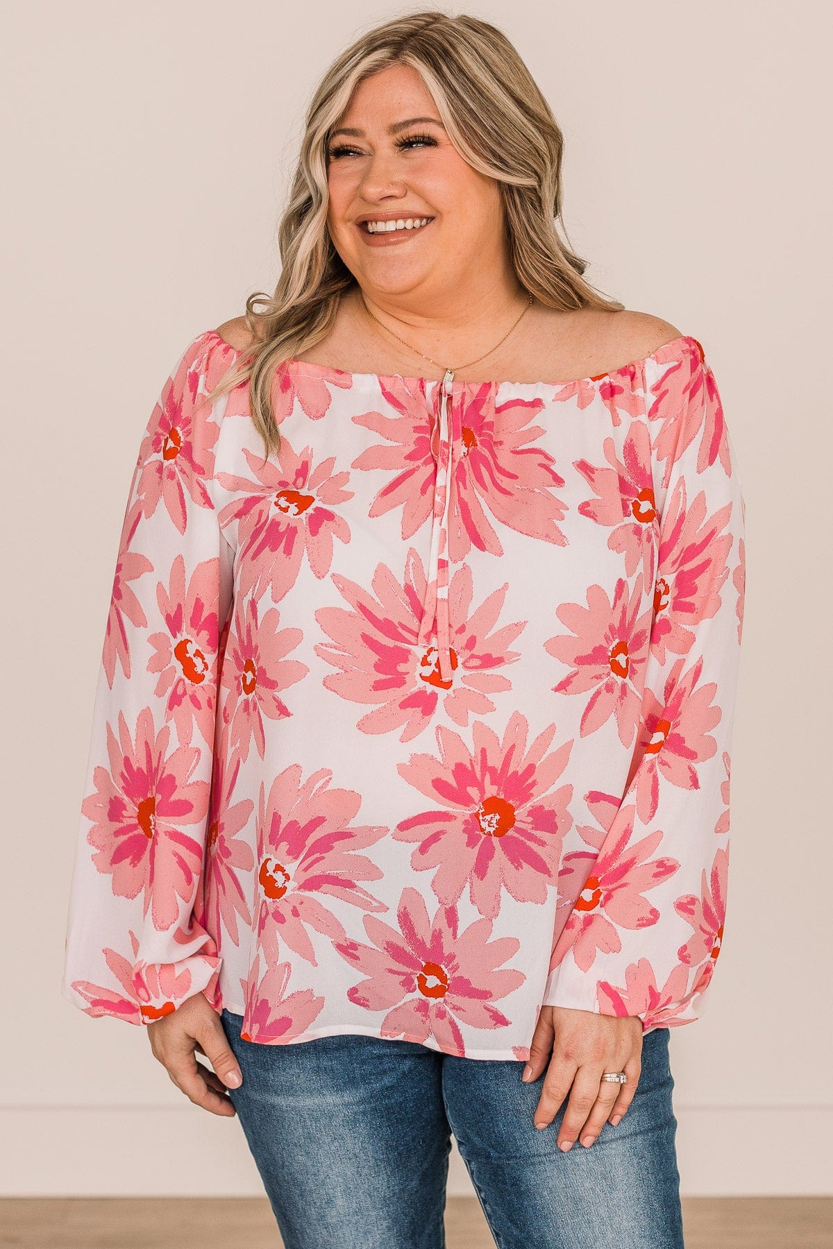Full Of Hope Floral Blouse- Ivory & Pink