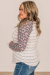 Floral Desires Long Sleeve Knit Top- Ivory & Charcoal