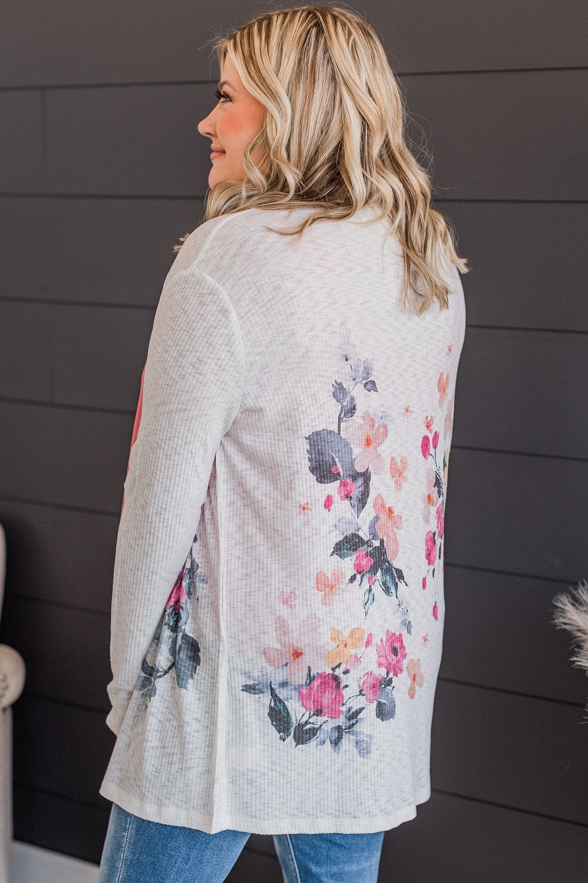 Happiness Guaranteed Floral Knit Cardigan- Ivory & Pink
