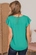 Good Days Ahead V-Neck Top- Emerald Green