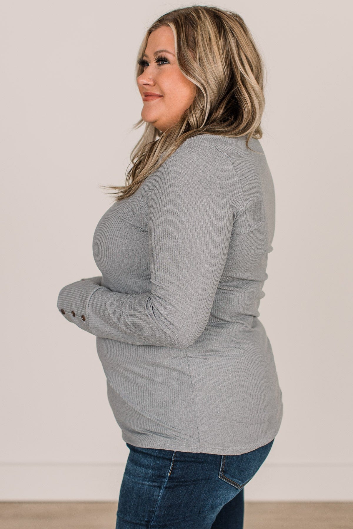 Caught Up In Love Knit Top- Grey