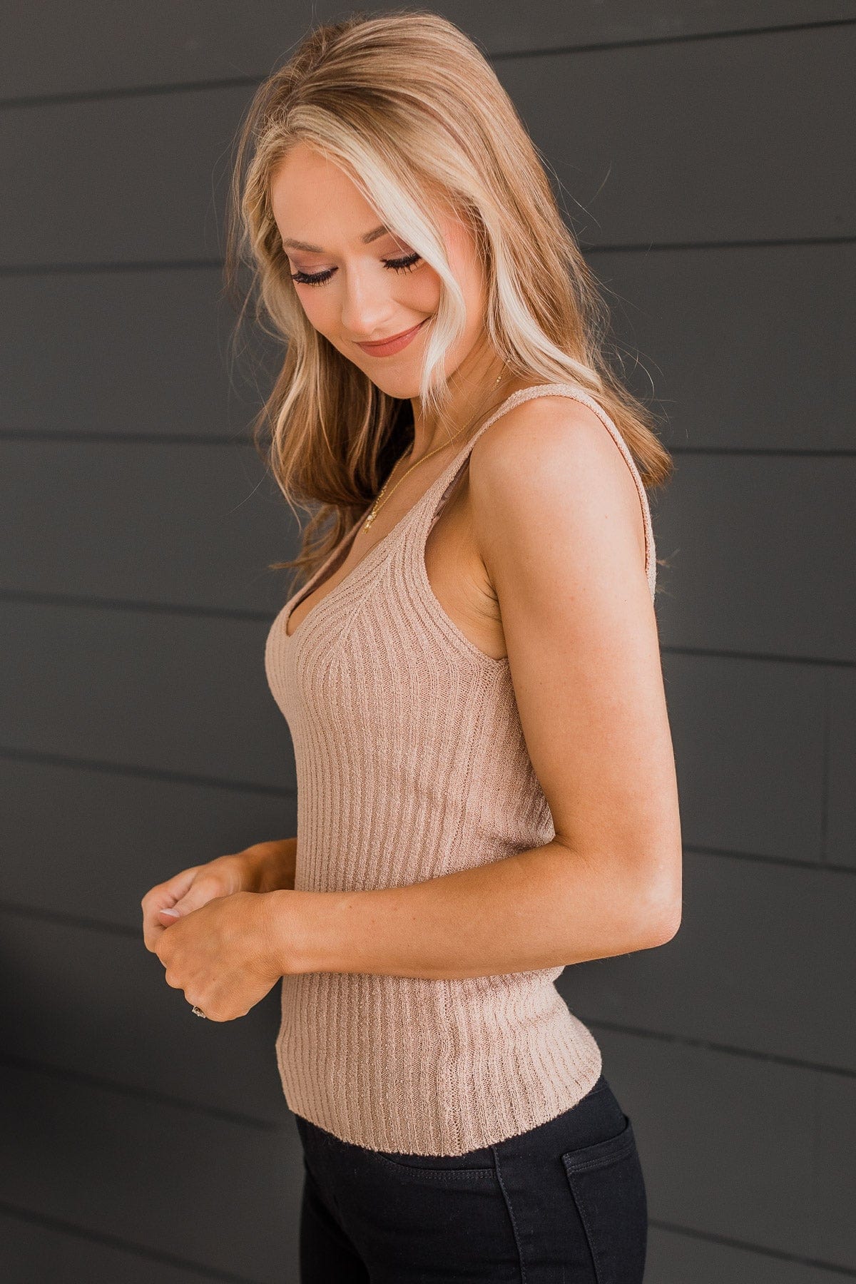 Sweet Intentions Ribbed Knit Tank Top- Light Taupe