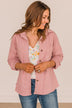 Timeless Memories Corduroy Knit Shirt Jacket- Pink