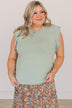 Lucky You Ruffle Sleeve Top- Sage