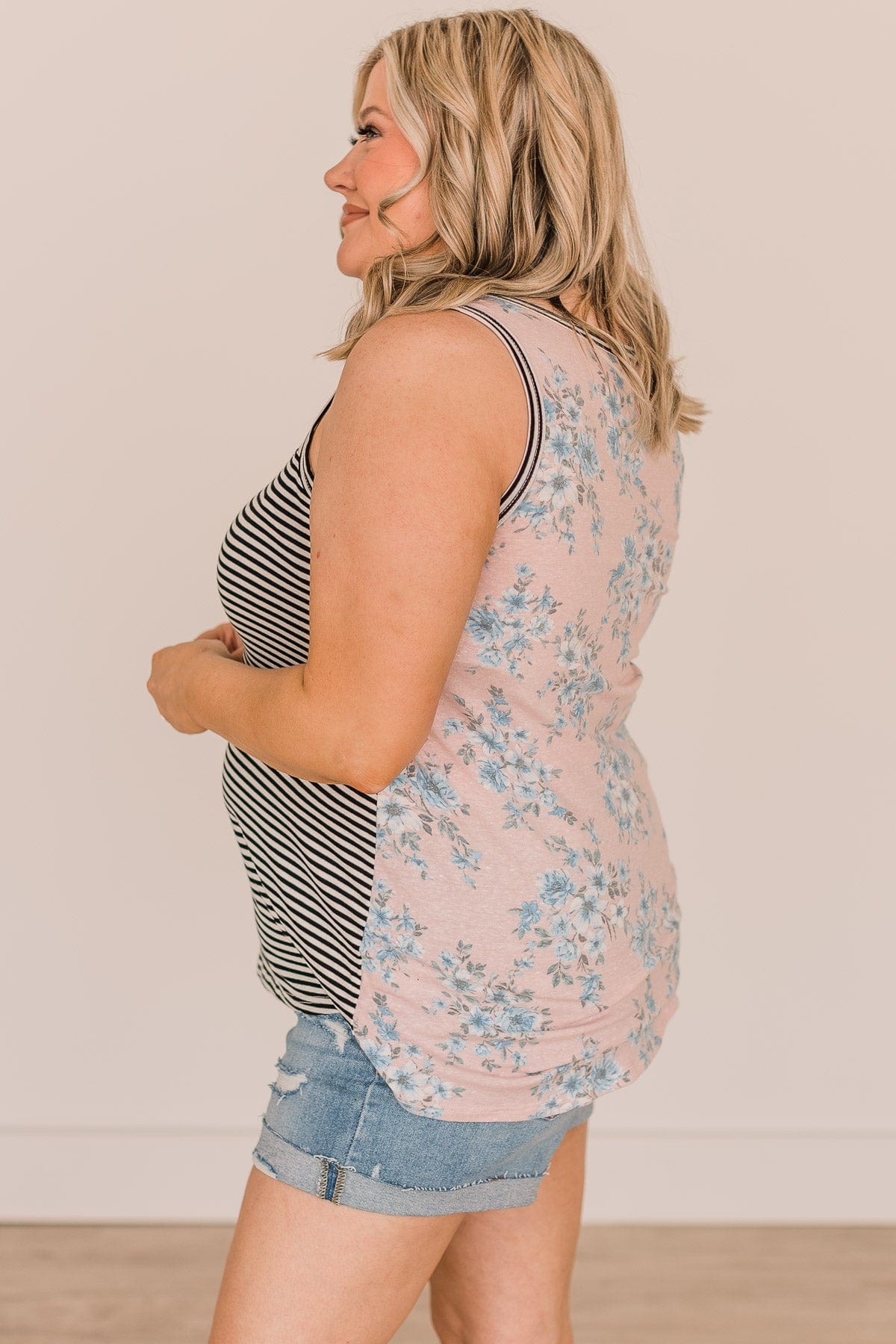 Hang On To Every Word Striped Tank Top- Blush
