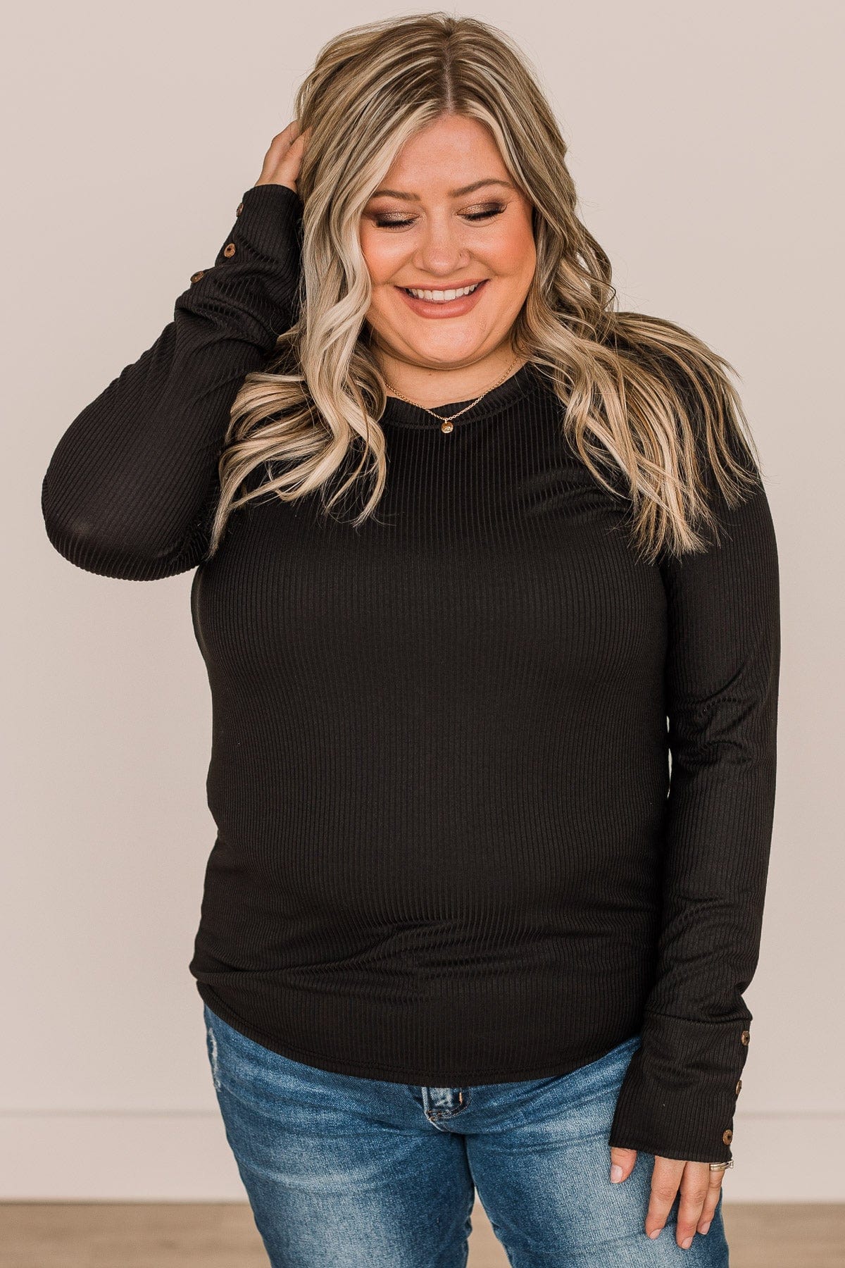 Caught Up In Love Knit Top- Black