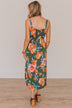 Give It A Chance Floral Midi Dress- Dark Olive