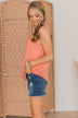 Just Peachy Ribbed Knit Tank Top- Peach