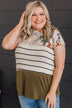 Perpetual Bliss Color Block Top- Ivory & Olive