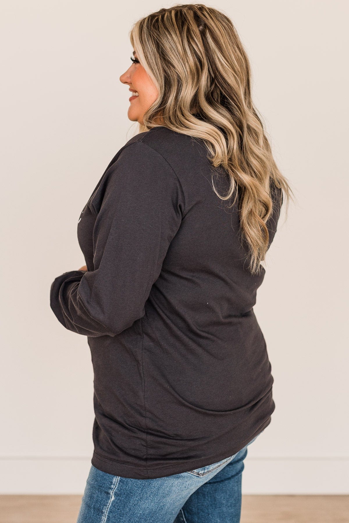 "Not Made For Winter" Long Sleeve Graphic Tee- Dark Charcoal