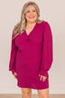 Feeling Cute Long Sleeve Shift Dress- Magenta