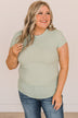 Lean Into Me Short Sleeve Top- Light Sage
